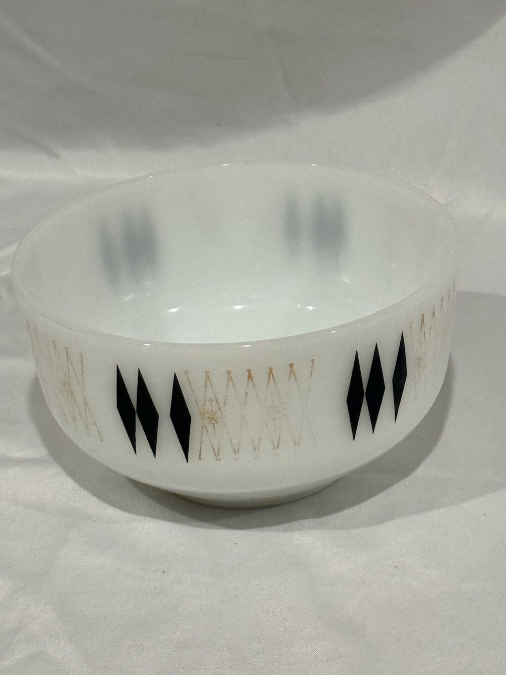 Federal Glass Harlequin Mixing Bowl vintage 1950s 2.5 QT MCM atomic black gold